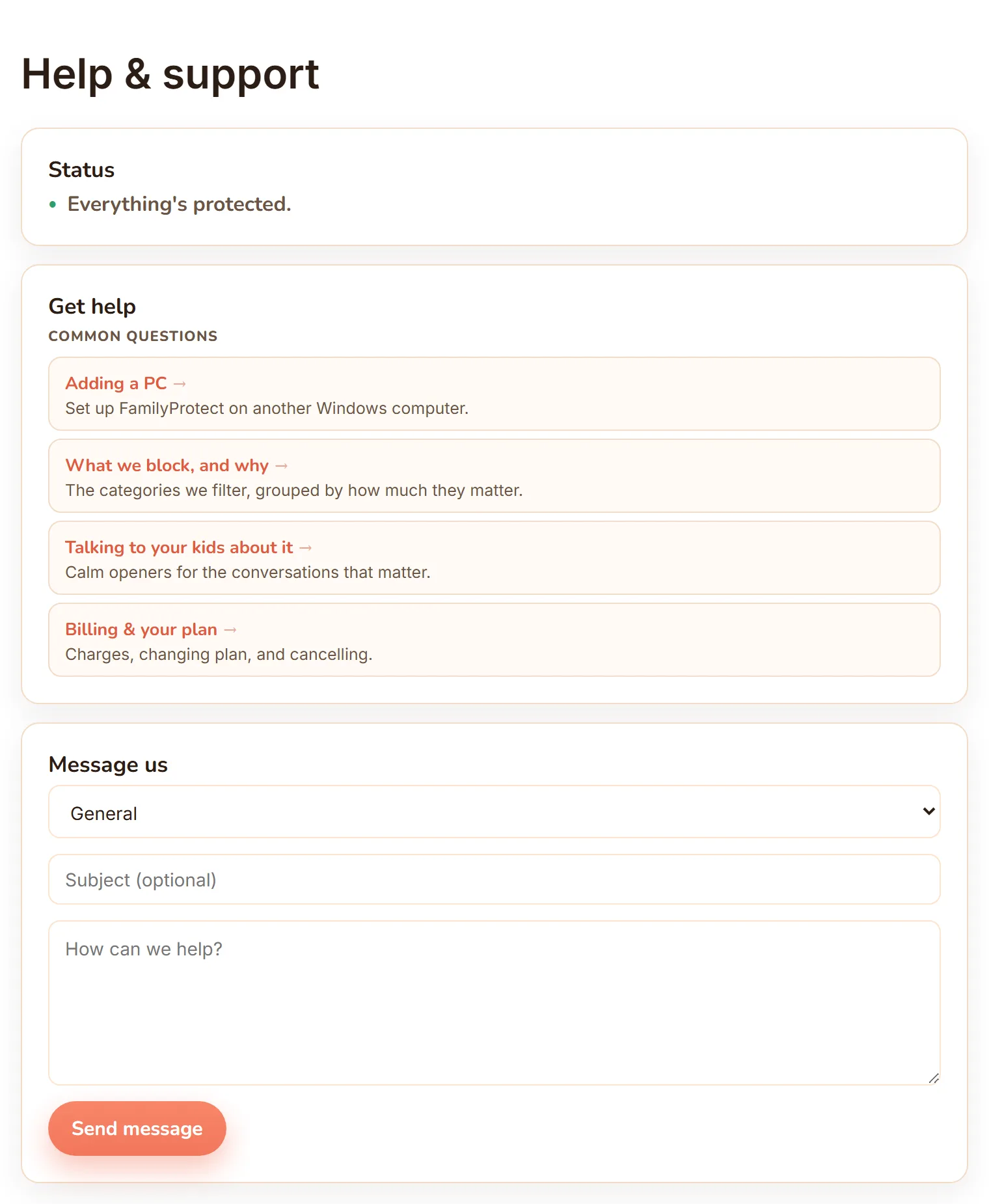 In-app help, with real replies from a person